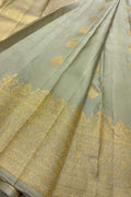 Grey Handloom Kanjeevaram Pure Silk Saree