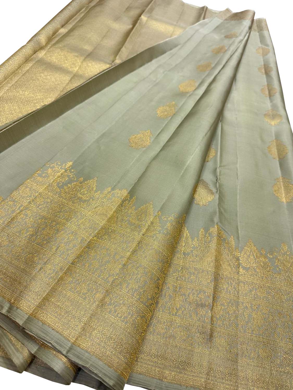 Grey Handloom Kanjeevaram Pure Silk Saree