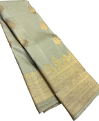 Grey Handloom Kanjeevaram Pure Silk Saree