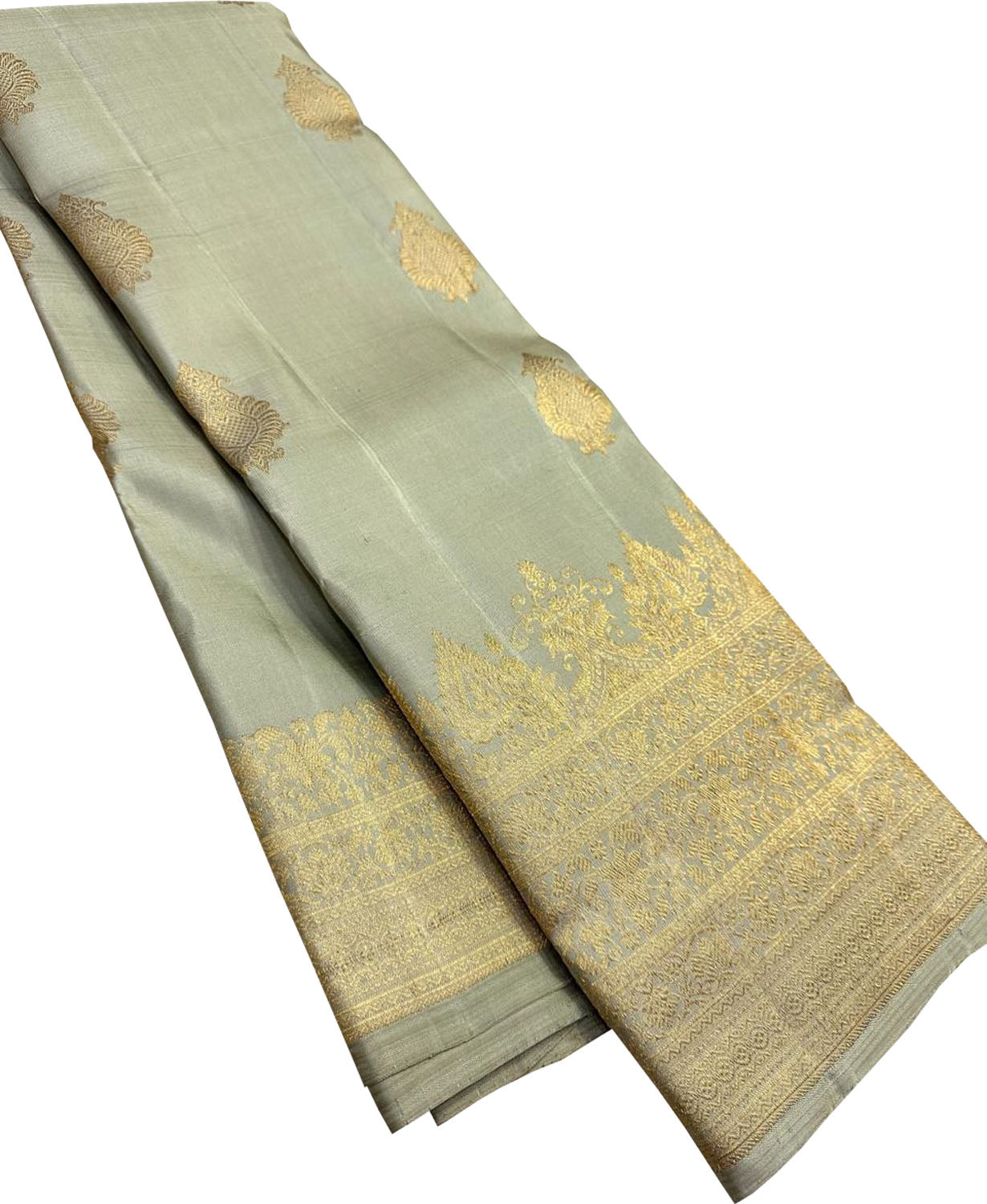 Grey Handloom Kanjeevaram Pure Silk Saree