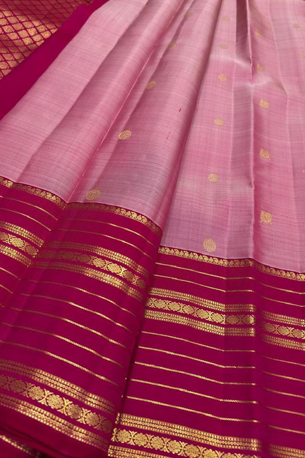 Pink Handloom Kanjeevaram Pure Silk Saree
