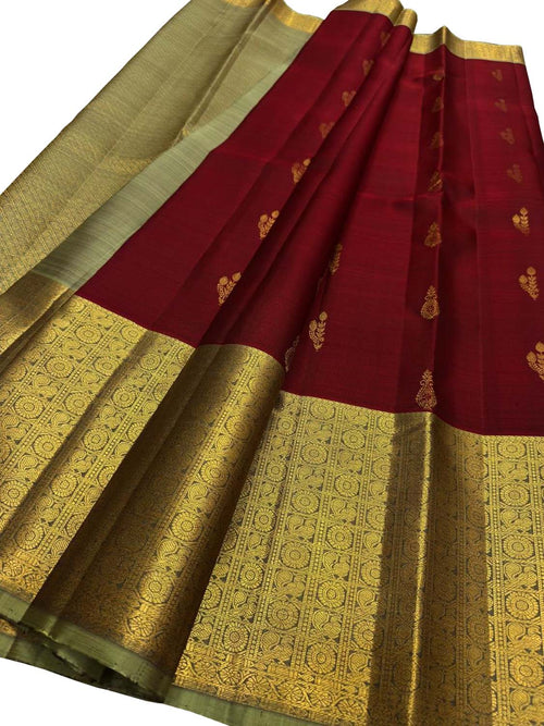 Maroon Handloom Kanjeevaram Pure Silk Saree