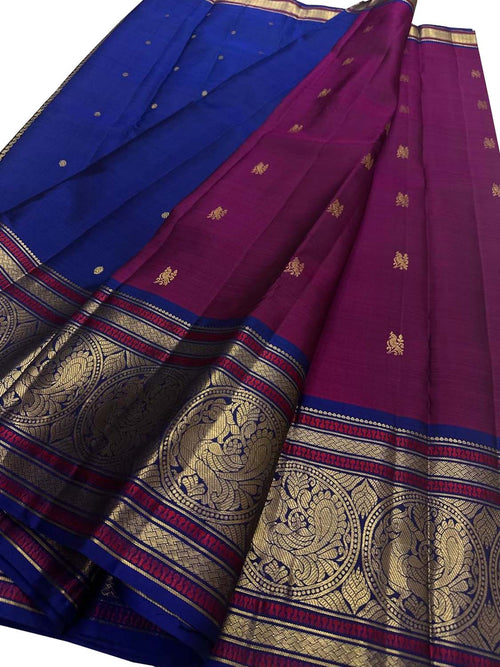 Purple Handloom Kanjeevaram Pure Silk Saree