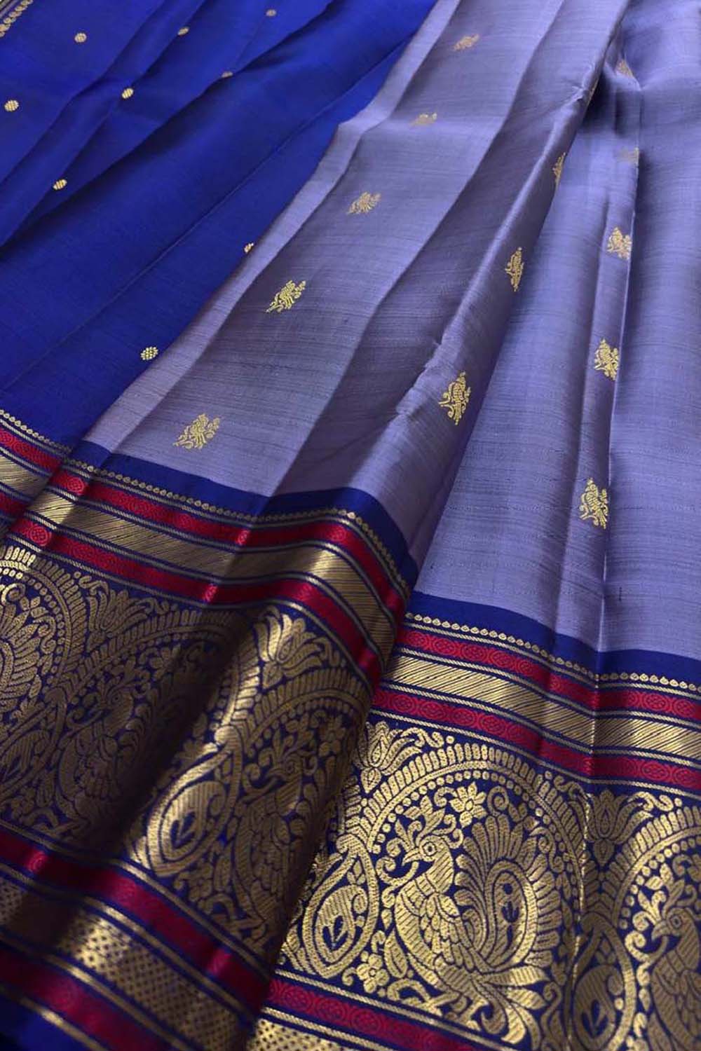 Purple Handloom Kanjeevaram Pure Silk Saree