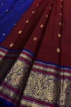 Maroon Handloom Kanjeevaram Pure Silk Saree