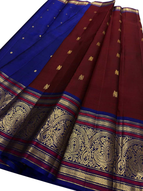 Maroon Handloom Kanjeevaram Pure Silk Saree