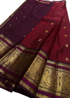 Maroon Handloom Kanjeevaram Pure Silk Saree