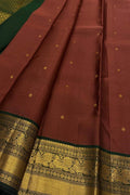Maroon Handloom Kanjeevaram Pure Silk  Booti Design Saree