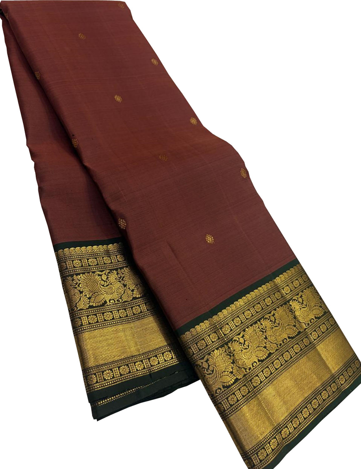 Maroon Handloom Kanjeevaram Pure Silk  Booti Design Saree