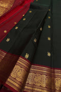 Green Handloom Kanjeevaram Pure Silk Booti Design Saree