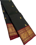 Green Handloom Kanjeevaram Pure Silk Booti Design Saree
