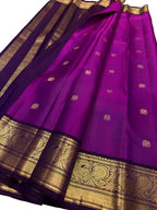 Purple Handloom Kanjeevaram Pure Silk  Elephant Design Saree