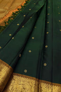 Green Handloom Kanjeevaram Pure Silk  Booti Design Saree
