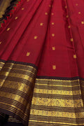 Red Handloom Kanjeevaram Pure Silk  Booti Design Saree
