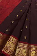 Maroon Handloom Kanjeevaram Pure Silk  Bird Design Saree