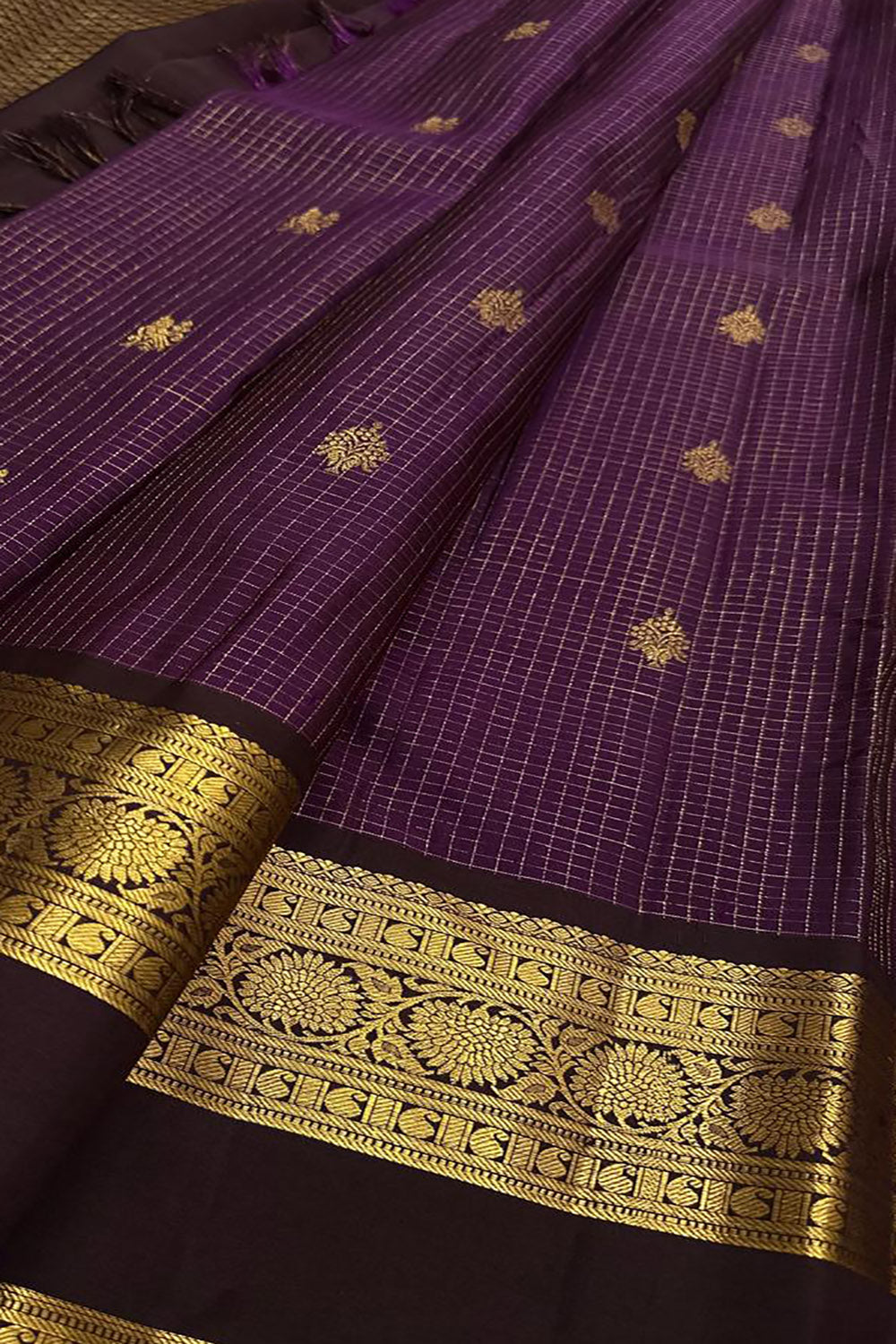 PS1K2MK426082601 Purple Handloom Kanjeevaram Pure Silk Saree