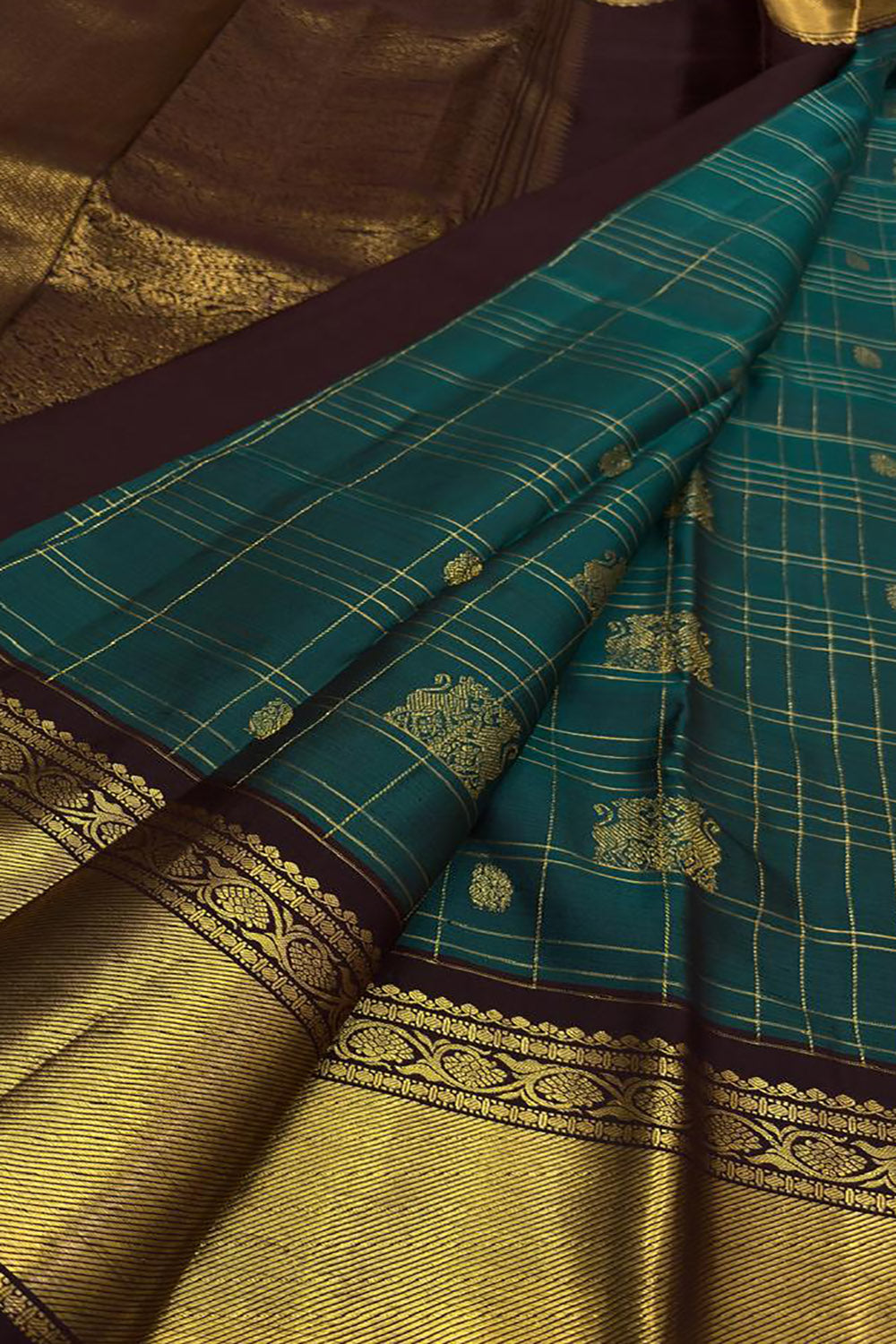 Blue Kanjeevaram Pure Silk Saree — Handloom Weave, Festive