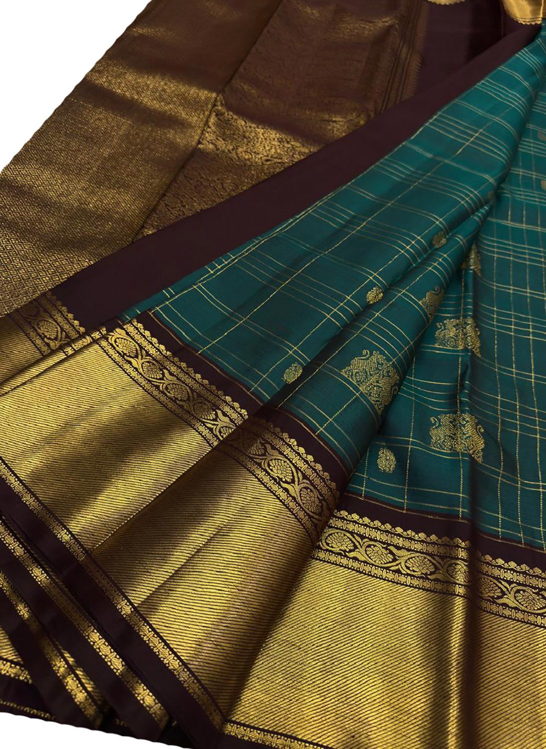Blue Kanjeevaram Pure Silk Saree — Handloom Weave, Festive