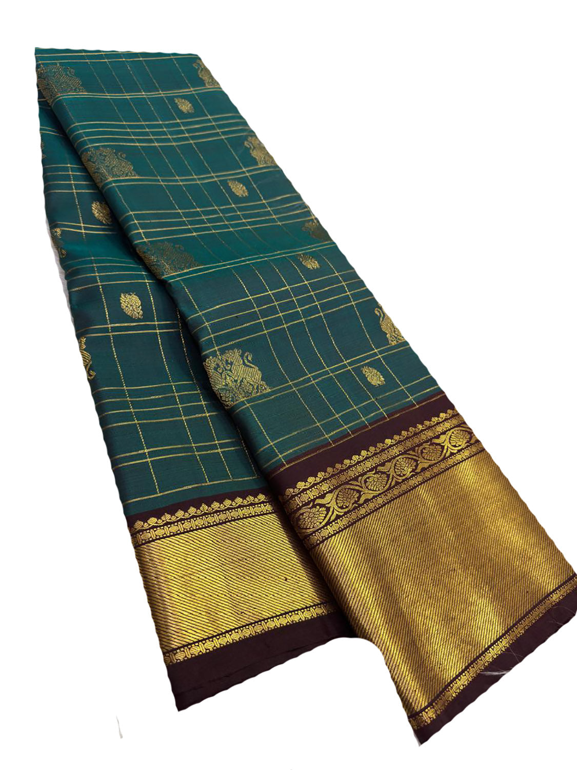 Blue Kanjeevaram Pure Silk Saree — Handloom Weave, Festive