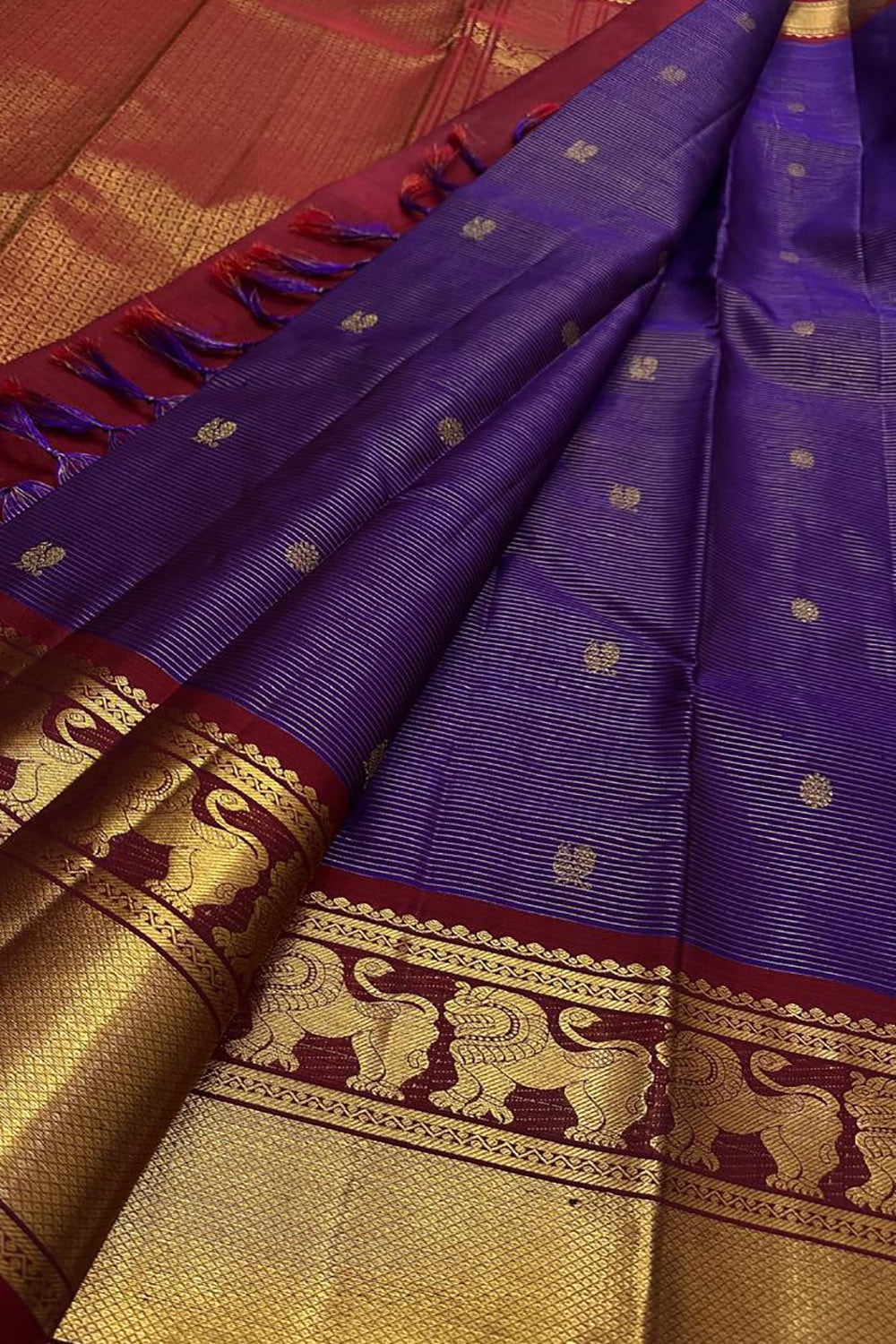Purple Handloom Kanjeevaram Pure Silk Saree