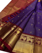 Purple Handloom Kanjeevaram Pure Silk Saree
