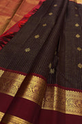Brown Handloom Kanjeevaram Pure Silk Saree