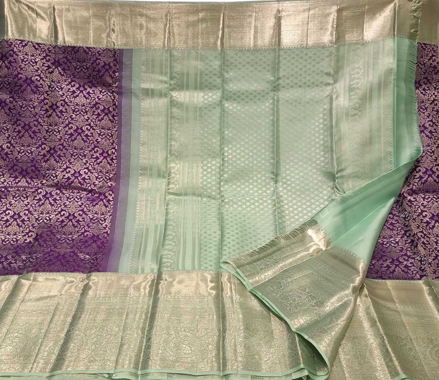 Exquisite Purple Handloom Kanjeevaram Pure Silk Saree - Perfect for Any Occasion! - Luxurion World