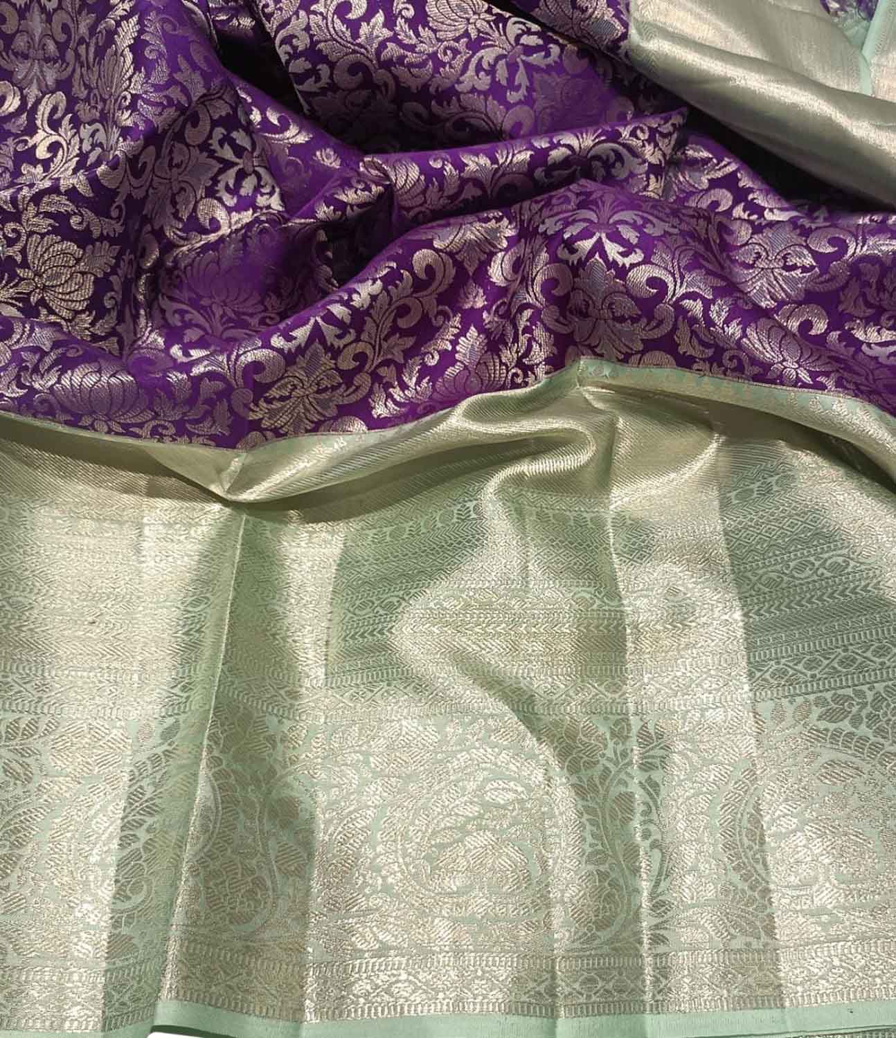 Exquisite Purple Handloom Kanjeevaram Pure Silk Saree - Perfect for Any Occasion! - Luxurion World