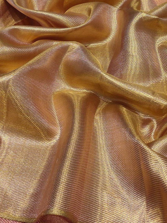 Golden Kanjeevaram Handloom Pure Silk Saree - Luxurion World