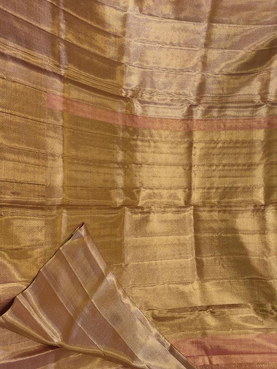 Golden Kanjeevaram Handloom Pure Silk Saree - Luxurion World