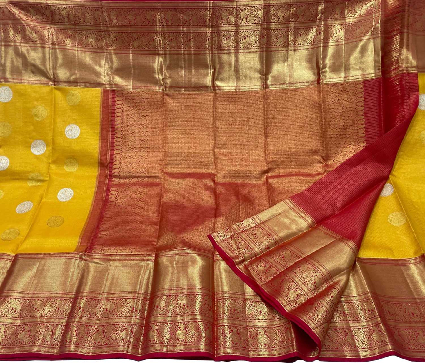 Radiant Yellow Kanjeevaram Silk Saree - Luxurion World