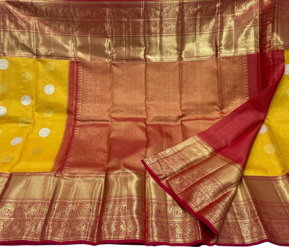 Radiant Yellow Kanjeevaram Silk Saree - Luxurion World