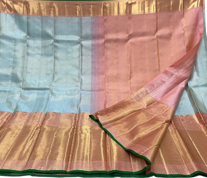 Regal Blue Kanjeevaram Silk Saree: Handloom Luxury - Luxurion World