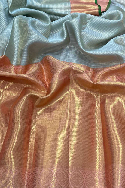 Regal Blue Kanjeevaram Silk Saree: Handloom Luxury - Luxurion World