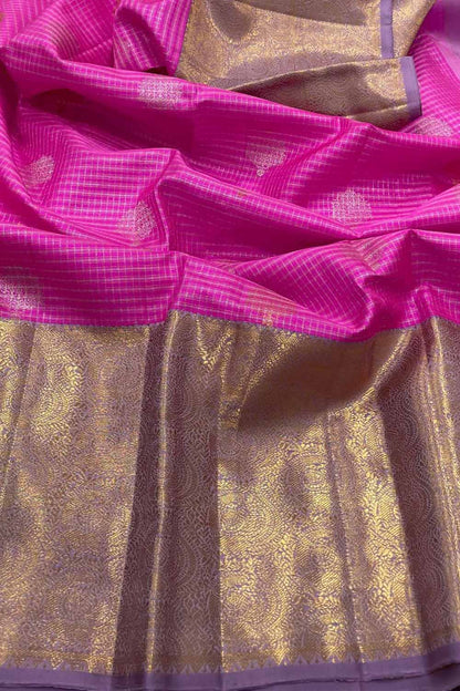 Beautiful Pink Kanjeevaram Silk Saree - Luxurion World