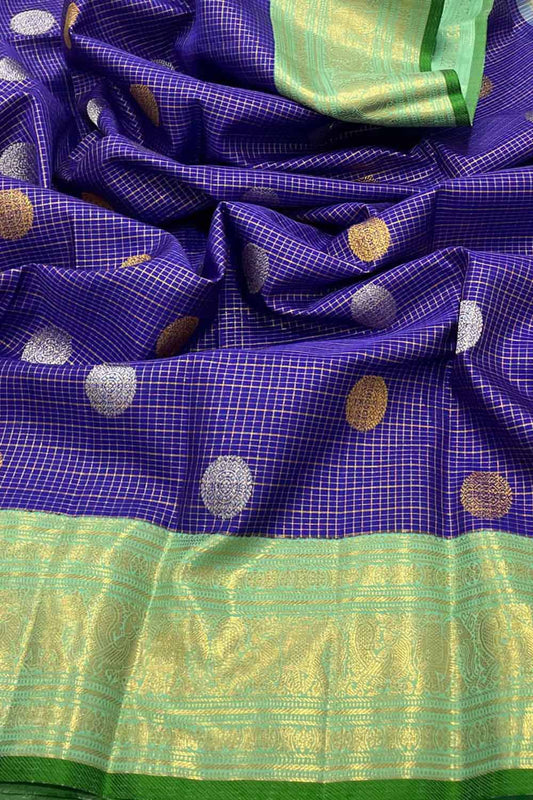 Regal Purple Silk Saree - Handwoven Elegance - Luxurion World