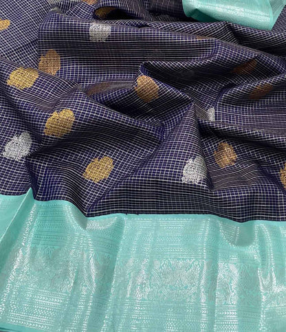 Royal Blue Kanjeevaram Silk Saree - Pure Elegance - Luxurion World