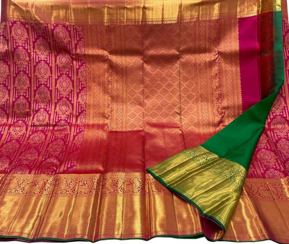 Beautiful Pink Handloom Kanjeevaram Silk Saree - Luxurion World