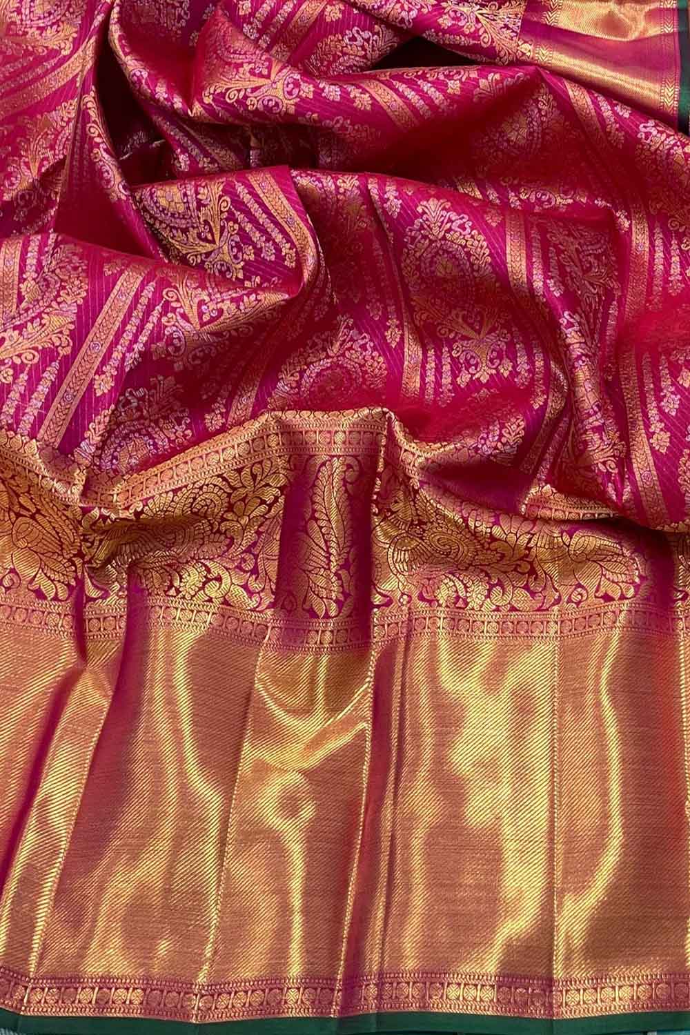 Beautiful Pink Handloom Kanjeevaram Silk Saree - Luxurion World