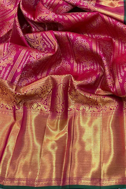 Beautiful Pink Handloom Kanjeevaram Silk Saree - Luxurion World