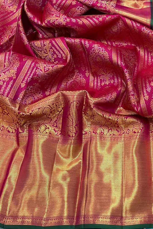 Beautiful Pink Handloom Kanjeevaram Silk Saree - Luxurion World