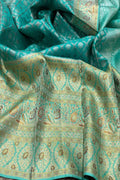 Royal Blue Silk Saree: Handloom Kanjeevaram Elegance - Luxurion World