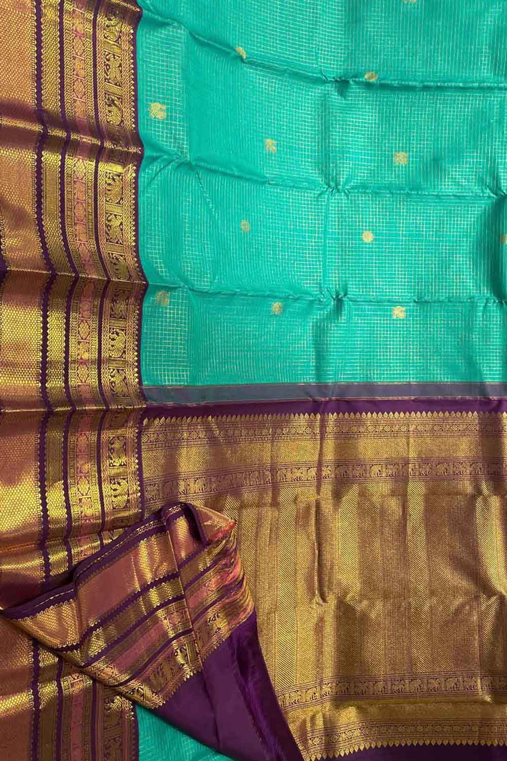 Emerald Green Pure Kanjeevaram Cut Work Embroidery Saree