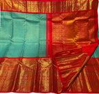 Blue Handloom Kanjeevaram Pure Silk Saree - Luxurion World