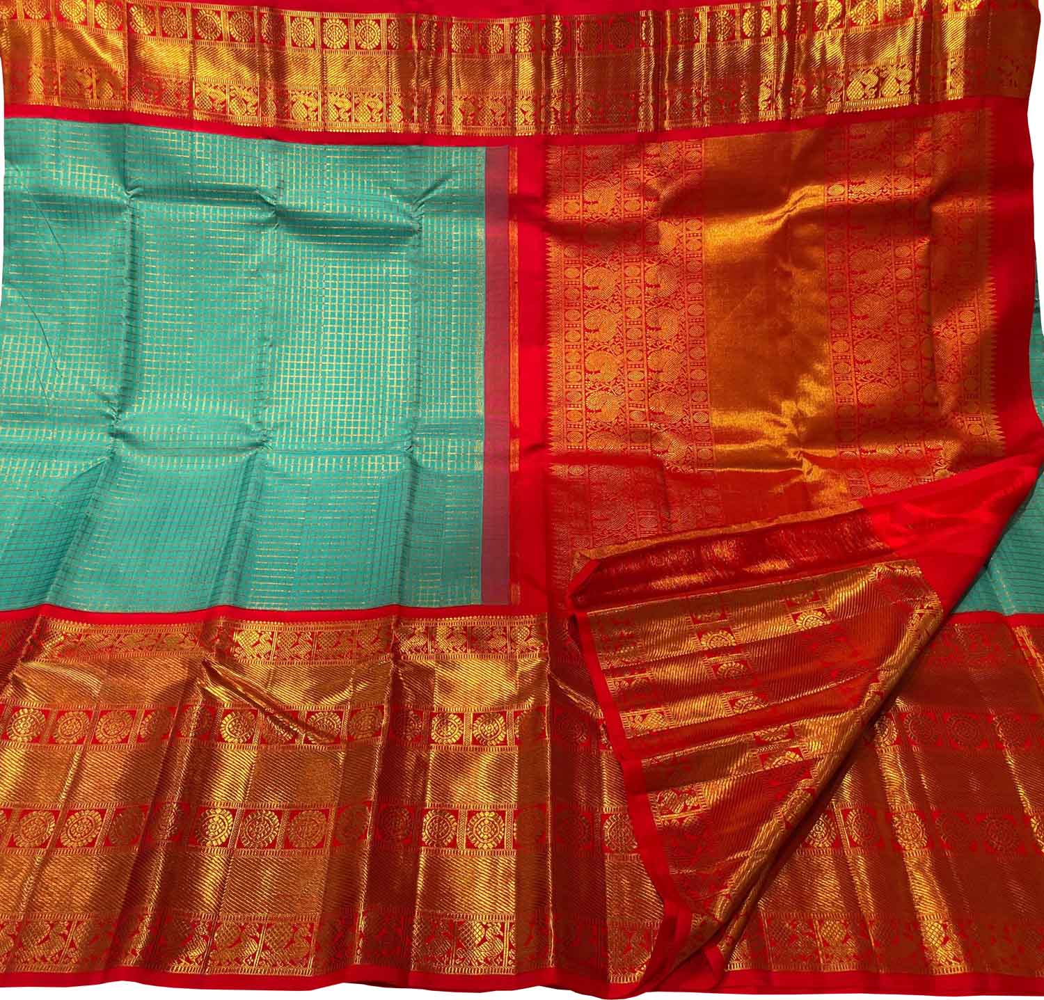 Blue Handloom Kanjeevaram Pure Silk Saree - Luxurion World