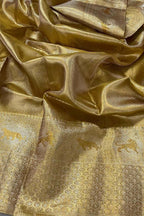Exquisite Golden Kanjeevaram Pure Tissue Silk Animal Design Saree - Luxurion World