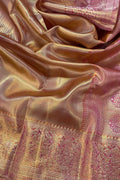 Exquisite Pink Kanjeevaram Pure Tissue Silk Bird And Flower Design Saree - Luxurion World