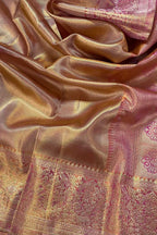 Exquisite Pink Kanjeevaram Pure Tissue Silk Bird And Flower Design Saree - Luxurion World
