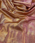Exquisite Pink Kanjeevaram Pure Tissue Silk Bird And Flower Design Saree - Luxurion World