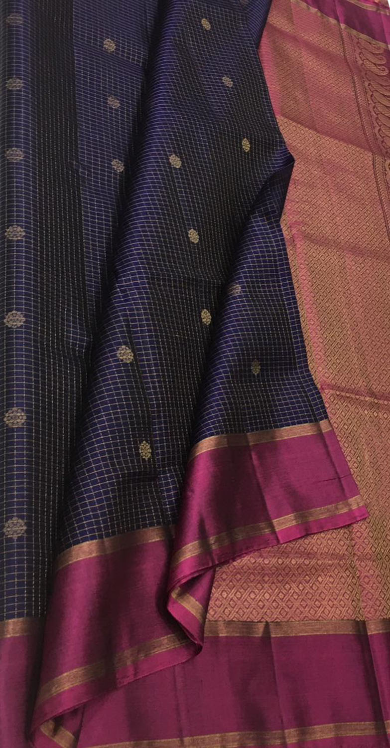 Royal Blue Kanjeevaram Silk Saree - Handloom Beauty - Luxurion World